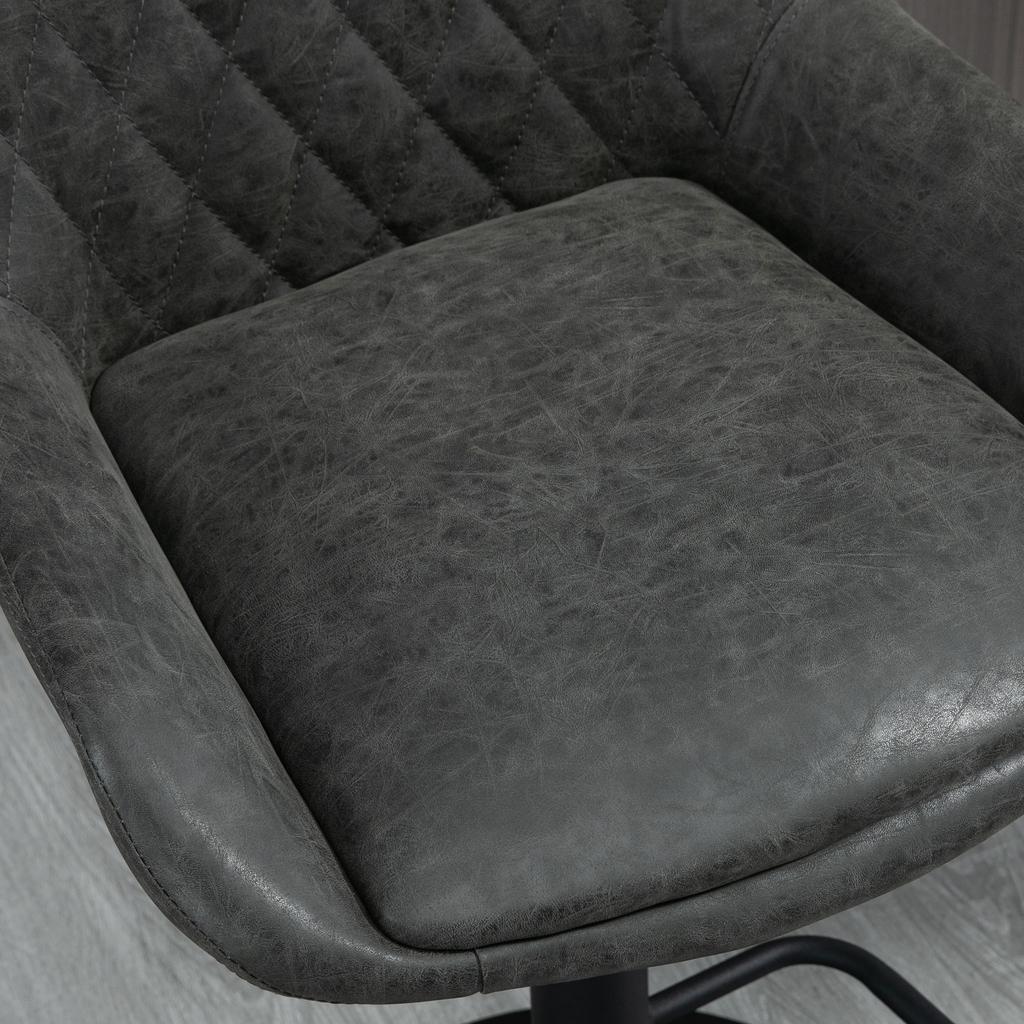 Bar Stool Kitchen Stool Designer Stool, Height-Adjustable, with Footrest, 51 cm x 59 cm x 117 cm, Dark Gray + Black