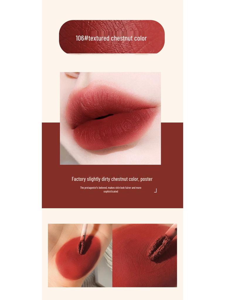 Samtige Luft-Lippenfarbe - Spiegelfinish Matt, Transferfeste Aufhellende Lippenfarbe