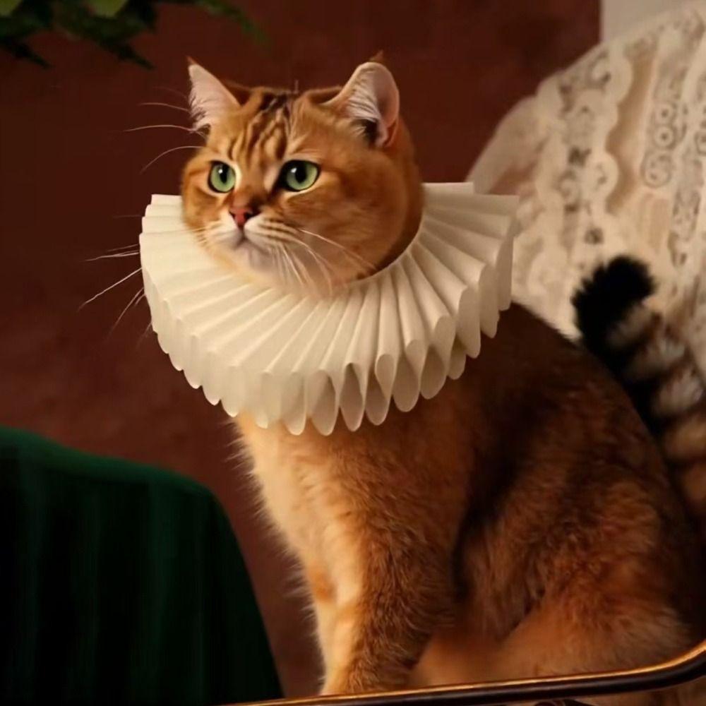 Shakespeare Detachable Neck Ruffled Pet Collar Elegan Chic Cat Collar Vintage Dog Ruff Collar Cosplay