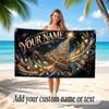 Decorative Artwork Theme Quick Dry Beach Towel Custom Name Text Print Large Sand Resistant Towel Beach Vacation