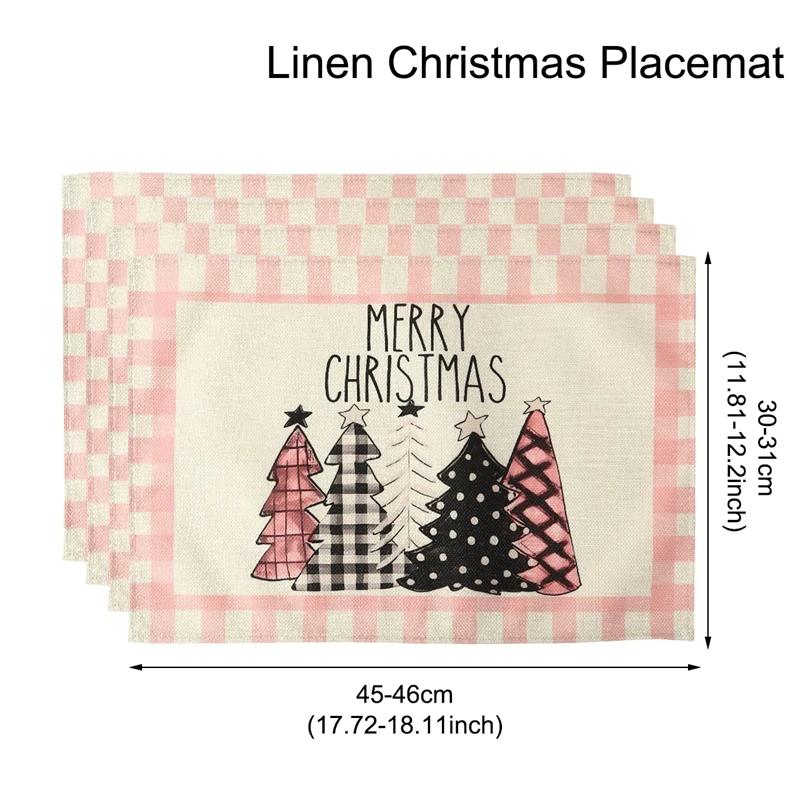 1PC Linen Christmas Placemats Tableware Mat Christmas Decorations For Home Kitchen 2024 Xmas Navidad Noel NewYear Table Decor