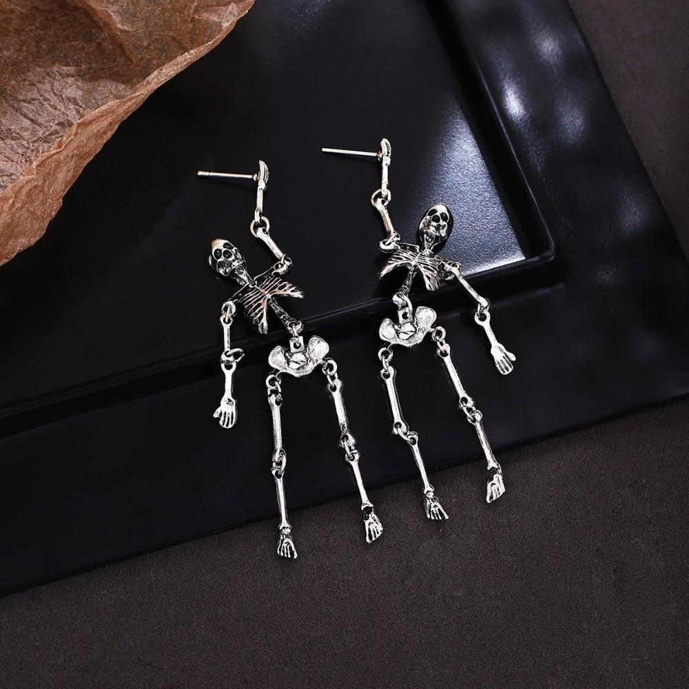 Zinc Zinc Alloy Halloween Earrings Skull Imitation Human Bone Earrings Creative Skeleton Earrings  Halloween