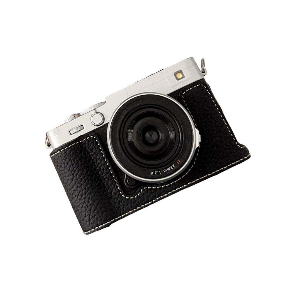 Retro PU Leather Camera Bag Including Half Case Flip Cover and Adjustable Shoulder Strap Fit for Fujifilm XE5 Camera