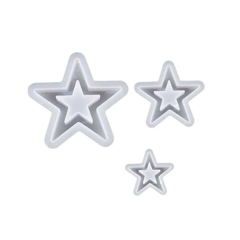 1Pc DIY Epoxy Mould Hollow Star Decoration Table Mould Hollow Large Medium and Small Pentagram Silicone Mould