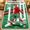 Flannel BlanketCristiano Ronaldo Custom Name Text Personalized Soft Warm Throw Blanket Home Decor Gift