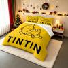 Duvet Cover Set Tintin Snowy Cartoon Comic Yellow Background Herge for Men Women Fan Gift Room Home Decor
