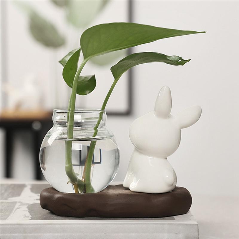 ABFS A Cartoon  Hydroponic Flower Vase Transparent Glass Flower Arrangement Plant Pots Plants Pot For Home Decor