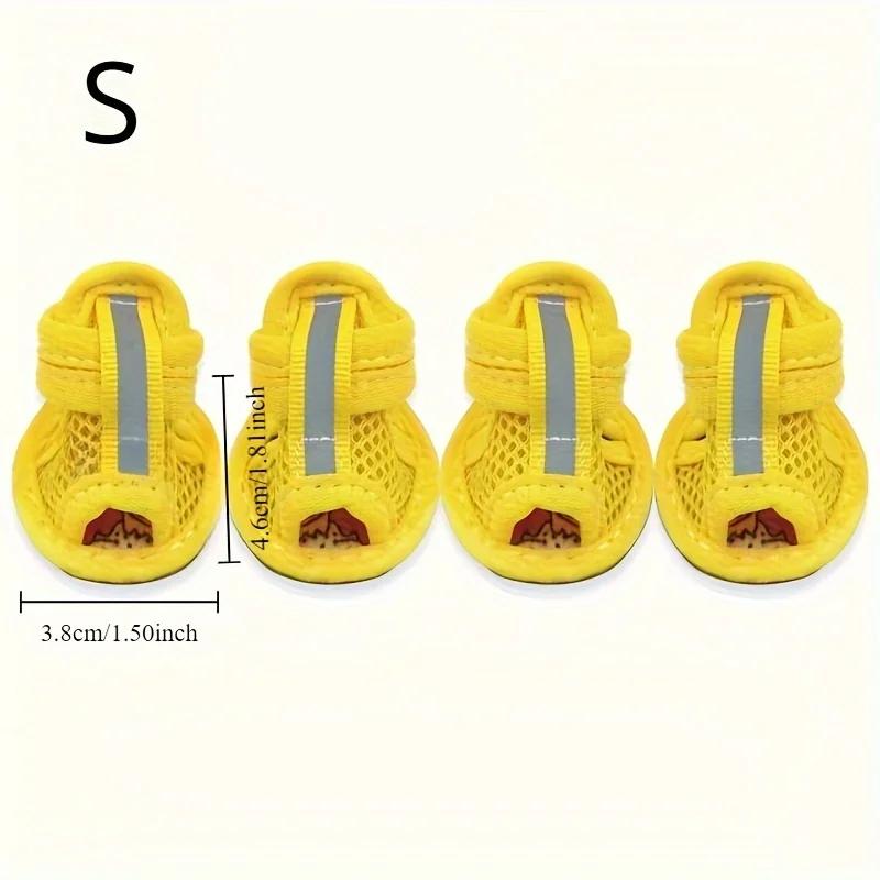 4pcs Breathable and Non Slip Dog Sandals - Small Breed Pet Shoes with Durable Cowhide Soles and Adjustable Hook and Loop Straps