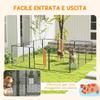 12-Panel Modular Dog Playpen, 80x1.5x80 Cm, Foldable, with Steel Door, 12 Pegs, Grey