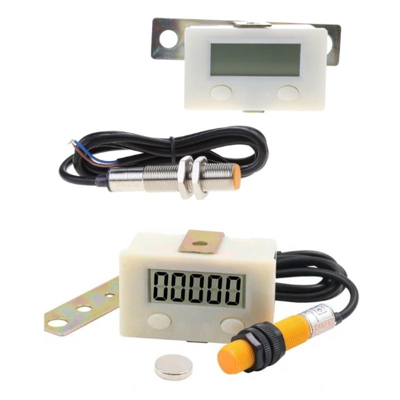 Magnetic Induction Counter Digital Electronic Punch Counter Metal Sensor 5-Digits LCD Digital Display 0-99999 Proximity