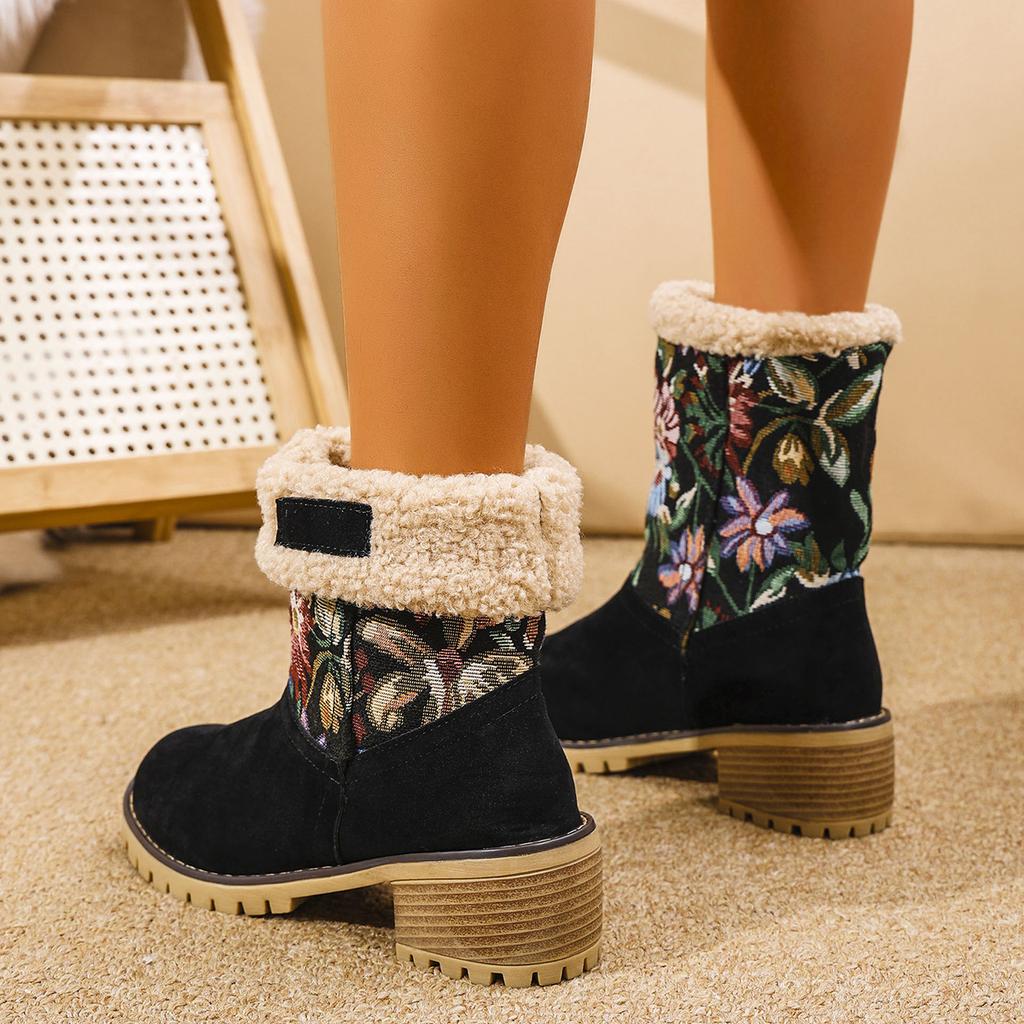 Fashion Autumn Winter 2024 New Women Style French Retro Boots Warm Slip on Comfortable Women Platform Baotou Boots Shoes for Women