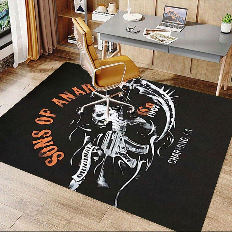 1pc Sons of Anarchy Themed Office Carpet Chair Mats - Durable Polyester Rug for Home Theater, Office, Dorm Room Decor - tA59
