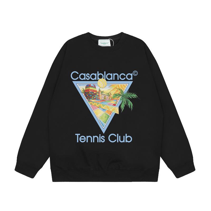 American Trendy Brand Casablanca Crew Neck Sweater Hoodie Men's Couple Ins Autumn and Winter Thickened Long-sleeved Women's T