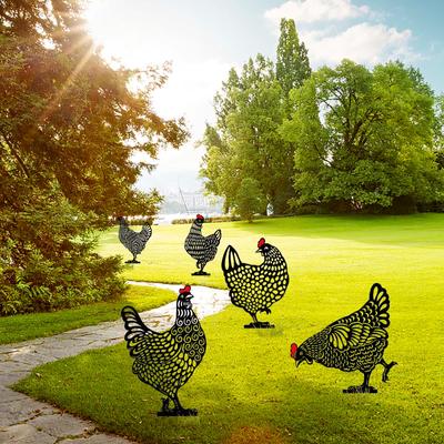 Gartendekorationen Acryl Huhn Hofkunst Gartenstatuen Hinterhof Rasenstecker Kunststoff Henne Hofdeko Kreatives Außengarten