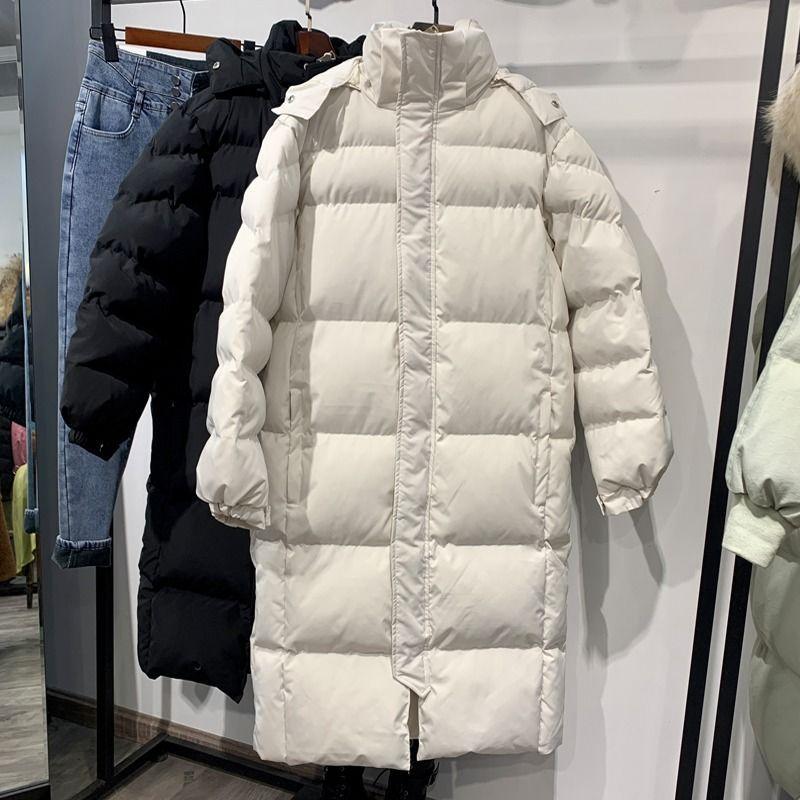 Mid-length Down Cotton-padded Jacket for Women Winter New Style Over-the-knee Student Loose Large Size Thickened Cotton-padded Jacket Coat Bread Suit