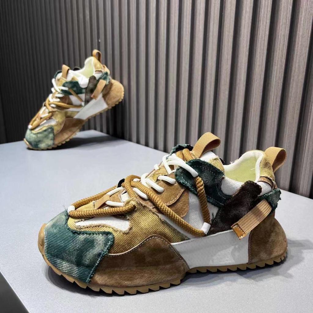 Designer Chunky Sneaker for Men Cover Bottom Board Shoes Fashion Casual Leather Breathable Increased Internal Platform Shoes