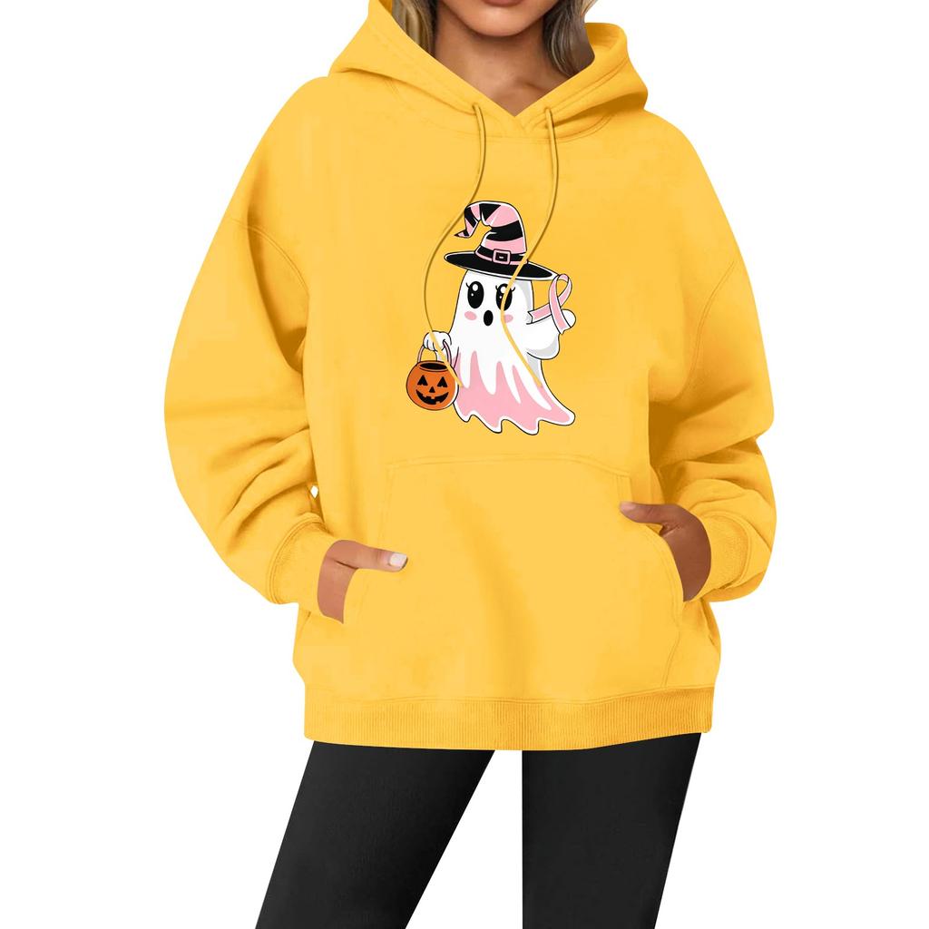 Women's Casual Fashion Solid Color Rugby Print Long Sleeve Hooded Sweatshirt Top