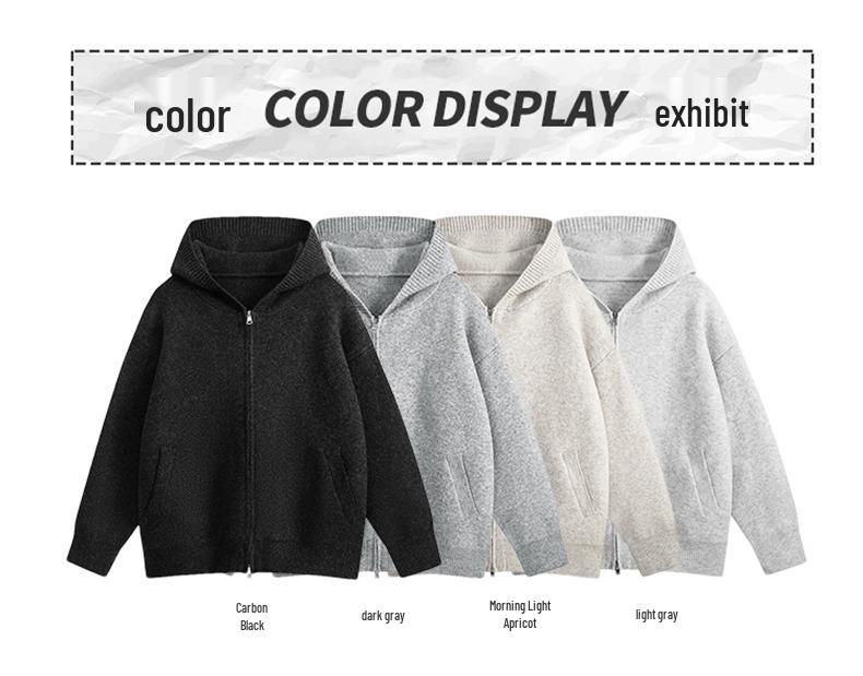 2025 Autumn/Winter High Neck Korean Style Double Zipper Knitted Cardigan for Couples – Loose Fit Sweater