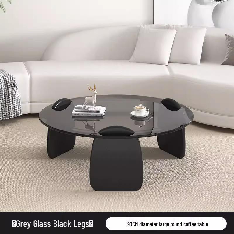 Nordic Minimalist Round Tempered Glass Coffee Table for Living Room - Elegant Light Luxury Italian Style for Small Apartments