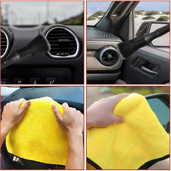 10 Pcs Car Detailing Cleaning Kit Interior Cleaner, Detailing Brushes Soft Microfiber Towels Dash Duster for Windows, Dashboard, Vents, Auto Care