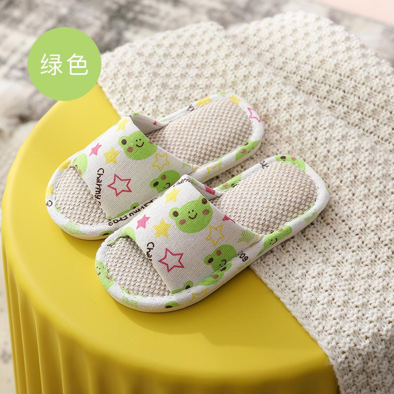 

Новые льняные тапочки Four Seasons для детей, простые, с рисунком, милые, для мальчиков и девочек, для дома, в помещении, нескользящие, впитывающие пот 34/35 Shoe inner length 22CM