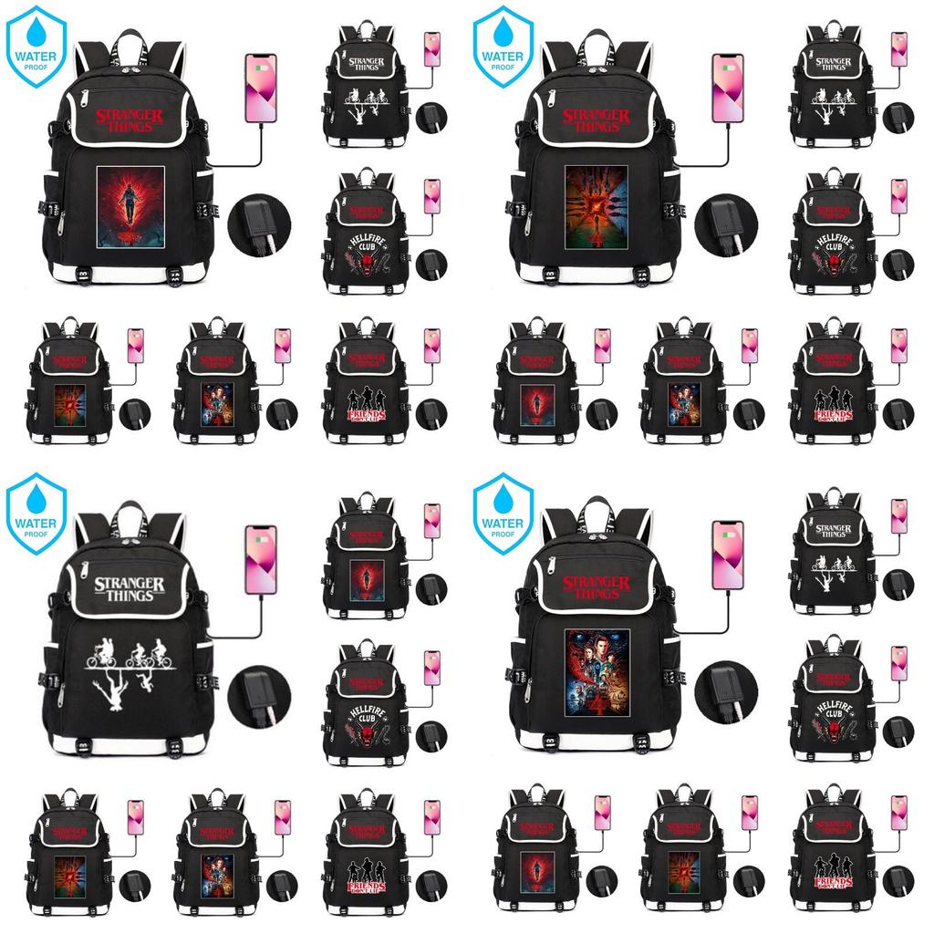 Mochila Impermeable Stranger Things 4 Perfecta Para Estudiantes Y Adultos Con Gran Capacidad Y Función Recargable USB
