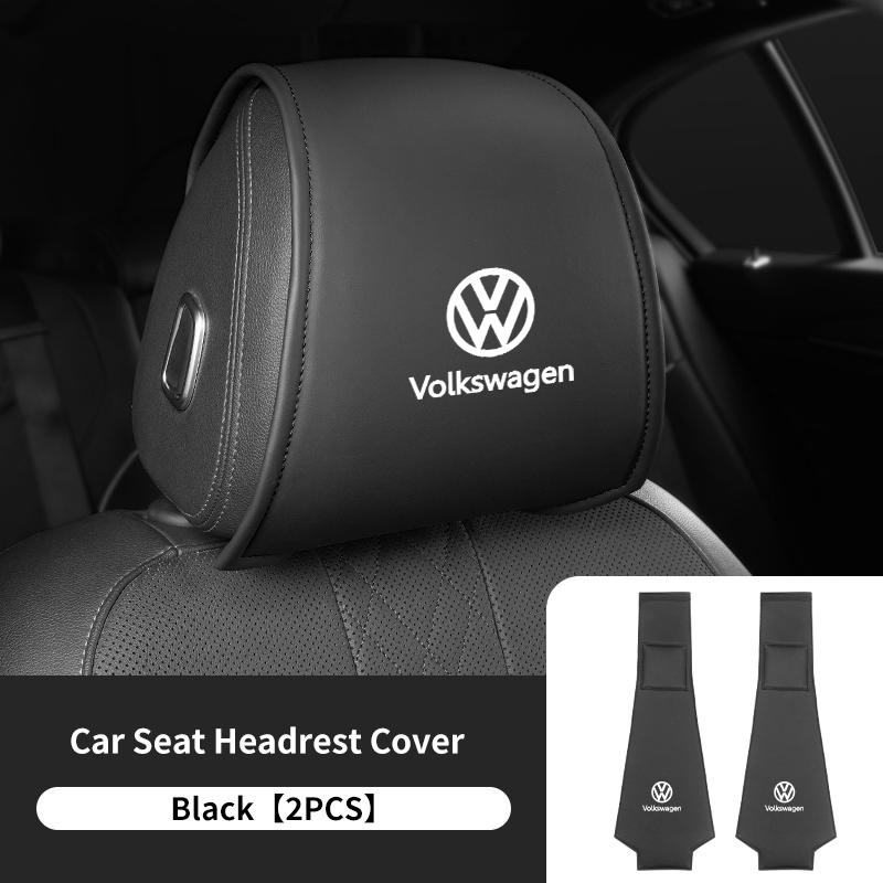 

2026 Hot For Volkswagen VW 2PCS Leather Car Seat Headrest Protective Cover Accessories For Volkswagen VW Passat Golf Tiguan Polo