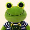Soft Plush Frog Stuffed Animal Toy 30cm 40cm Size Sitting Design with Overalls and Striped Shirt Collectible Plush Toy for Display and Gift