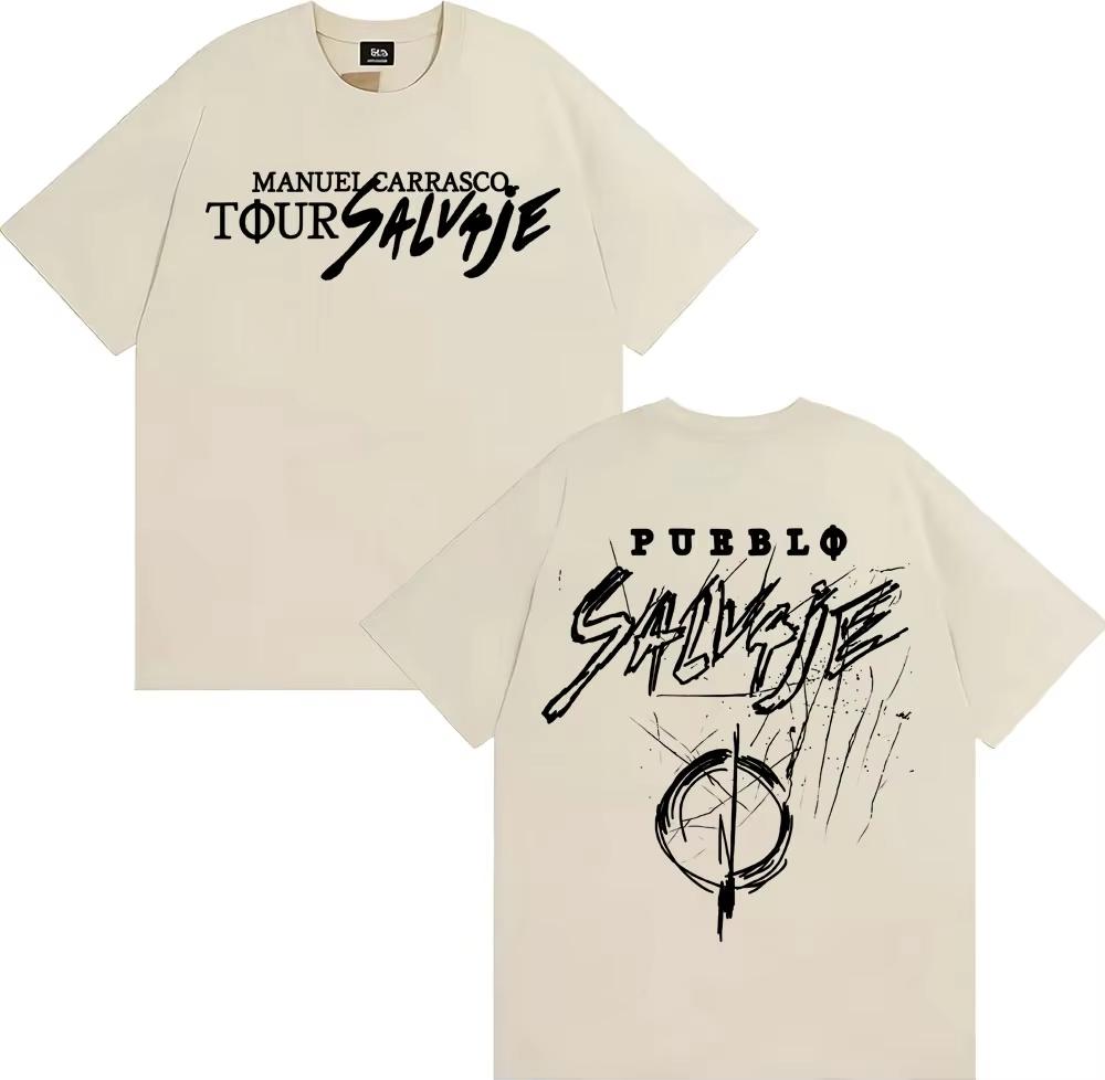 Rapper Manuel Carrasco Salvaje Tour 2026 Album T Shirts for Men Fashion Vintage Short Sleeve Tshirt Cotton Casual T Shirt