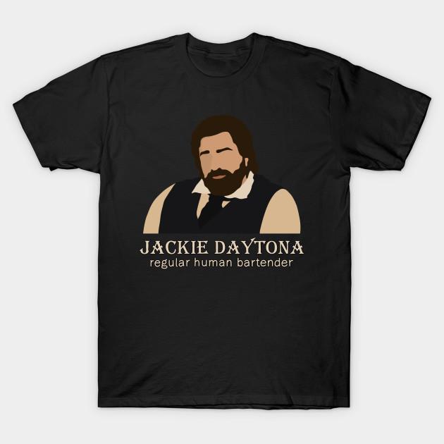 

Men Black Print T-shirt Jackie Daytona - Regular Human Bartender No-Cut Transfer Paper Print Cotton Tshirt M чорний