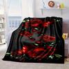 Red Roses On Black Background Blanket Flannel Blanket Throw Blanket Sofa Cover Blanket Soft Premium Blanket Picnic Blanket Tv Blanket Gifts