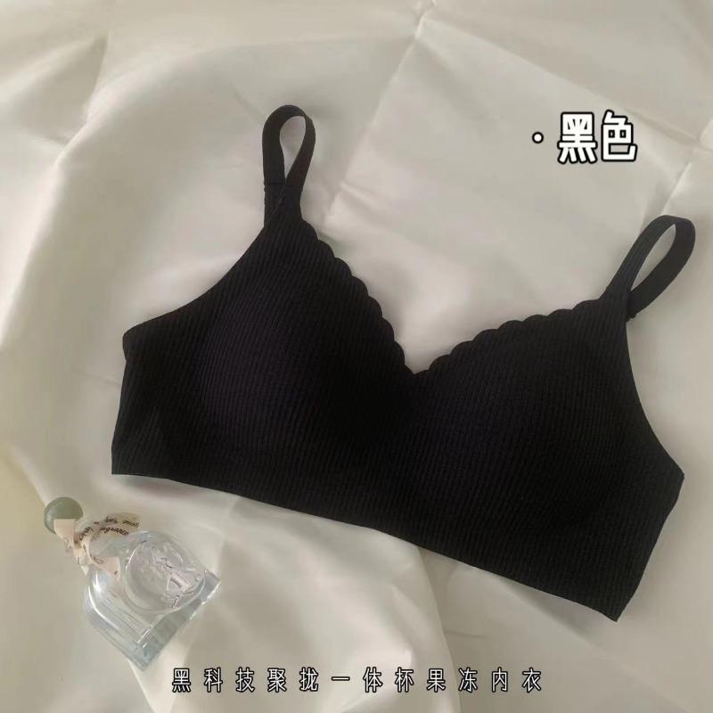 

Threaded elastic gathering underwear seamless comfortable sleep bra fixed jelly Jieyang underwear xl code=36c/38ab чорний