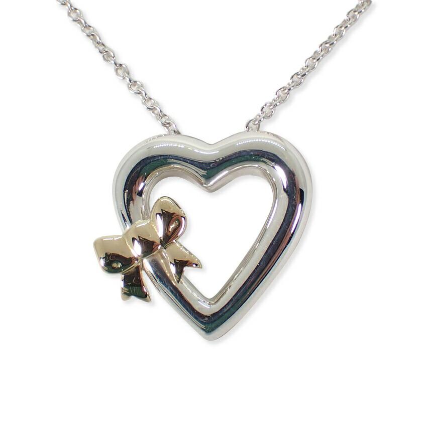 

[Used] TIFFANY 925/750 Heart Ribbon Pendant/Necklace/j11-10