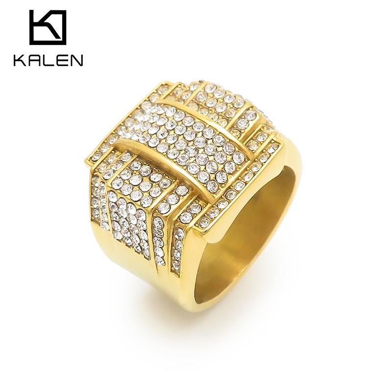 

Men s Hip Hop Gold-Plated Pentagram Ring with Zircon Size 10