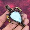 Larimar Pendant Gemstone Jewelry Copper Wire Wrapped Pendant Handmade Pendant