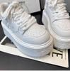 Versatile Lace-Up Platform Sneakers for Women - Height-Increasing, Trendy White Shoes for Spring & Autumn 2025