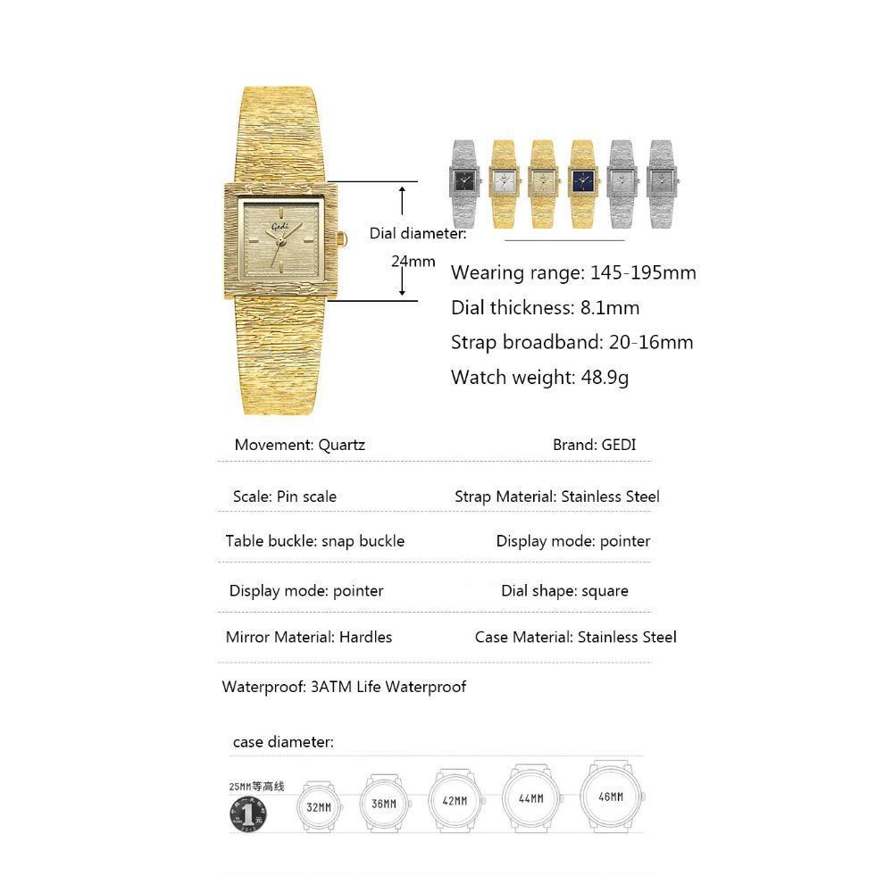 Light Luxury Women's Square Small Gold Watch Light Luxury Steel Strip Retro High End Versatile Watch Texture Quartz Watches