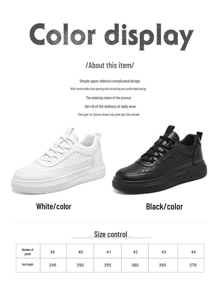 Spring Men's Breathable White Korean-Style Trendy Thick-Soled Casual Skate Shoes