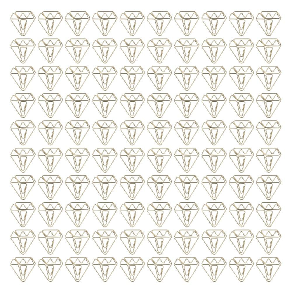 

100Pcs Diamond shape Paper Clips Non Skid Anti Rust Golden Paper Clips File Organization 100pcs