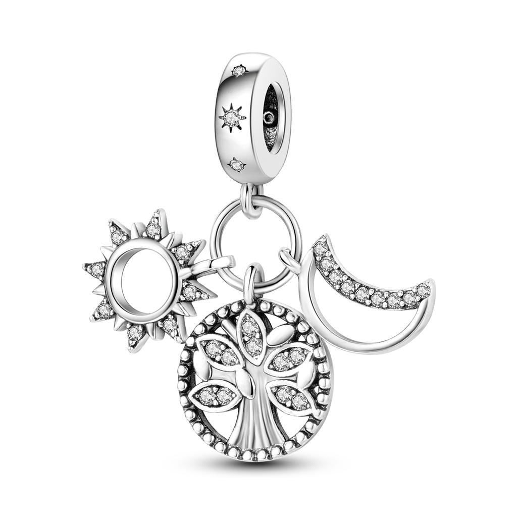 New In Charms Silve Beads Forever Love Heart Sister Family Life Charms Dangle For Bracelet Woman Jewelry Gifts