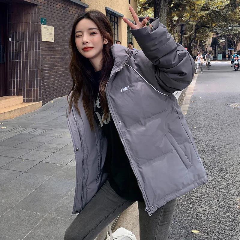Winter Women's Short Down Jacket Korean Fashion Loose Stand-up Collar Thick Warm Cotton Jacket