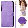 Compact Solid Color Zipper Phone Case with Card Slot & Anti-fall Protection