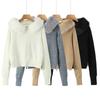 French-Style Faux Fur Collar Zipper Cardigan - Women's Autumn/Winter Sweater