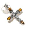 Natural Tiger Eye Gemstone 925 Sterling Silver Jewelry Pendant 2.36" ETC-13928