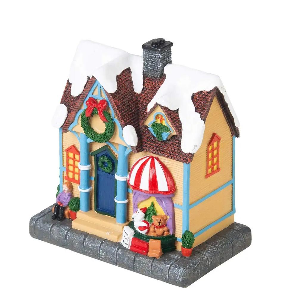 Christmas Decoration House Village with Led Lights up Collectible Building Figurine Home Desk Bookshelf Decor Holiday Indoor Use