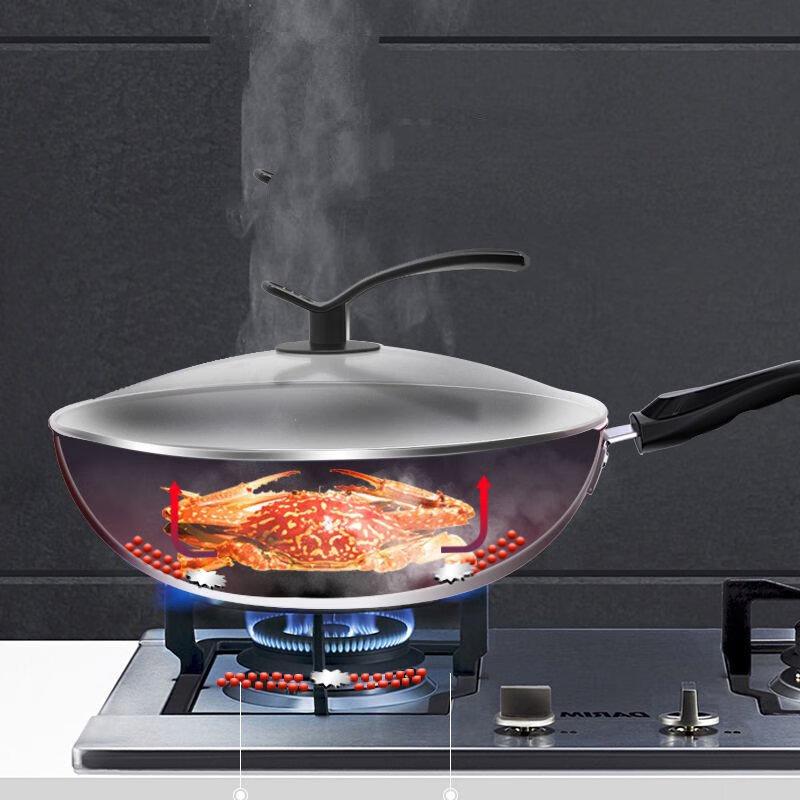 ZISIZ 32cm Non-stick Flat-Bottom Wok