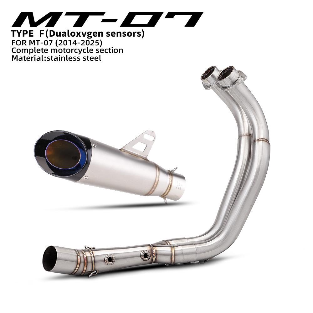 Motorcycle Exhaust System w/ O2 Sensor Port for MT-07/FZ-07/XSR700 (2014-2025)
