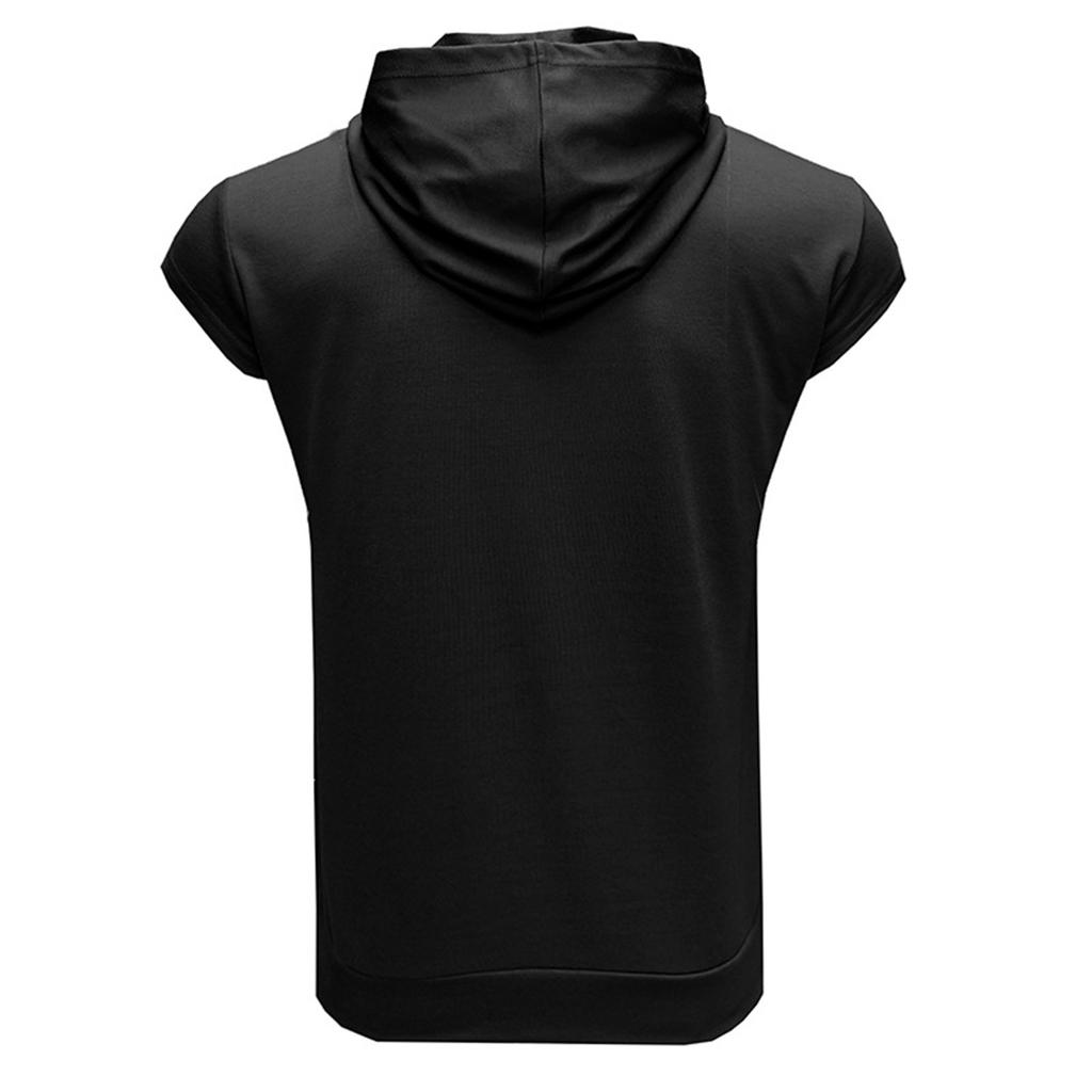 Men's Summer Casual Sleeveless Hooded Vest Solid Color Sports Vest Casual Vest Men's Vest