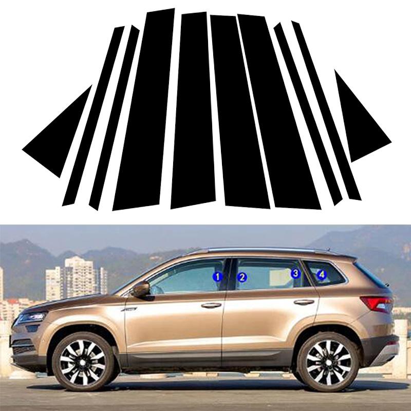 8pcs/set Car Window Pillar Posts Door Trims Cover Stickers Glossy Black Accessories For Skoda Karoq 2017-2021 2022 Exterior Decor