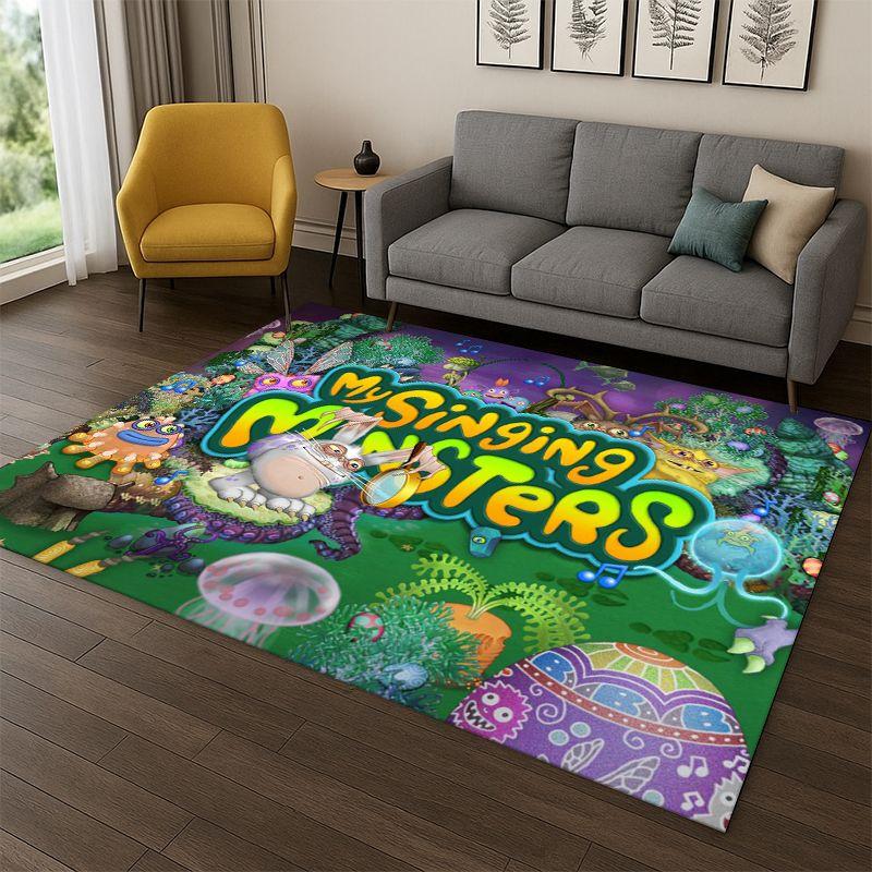 Tappeto Cartoon My Singing Monsters per Camera da Letto, Soggiorno, Divano, Sala Giochi, Zerbino, Decorazione Casa, Tappeto per Area Bambini Antiscivolo